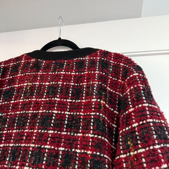 NWT Anine Bing Lydia Wool Blazer Jacket Plaid Tweed Gold-tone Buttons Sz Large - Picture 9 of 9